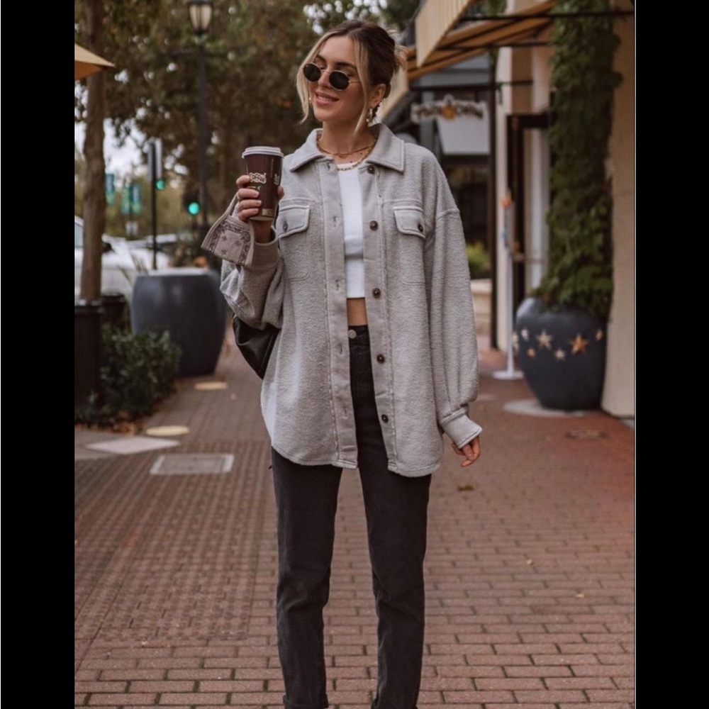 Truth Gray Suede Utility Jacket with Relaxed Fit